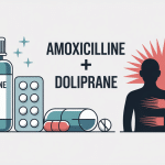 Illustration amoxicilline + doliprane association infection et soulagement