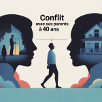 Illustration globale du conflit avec ses parents à 40 ans
