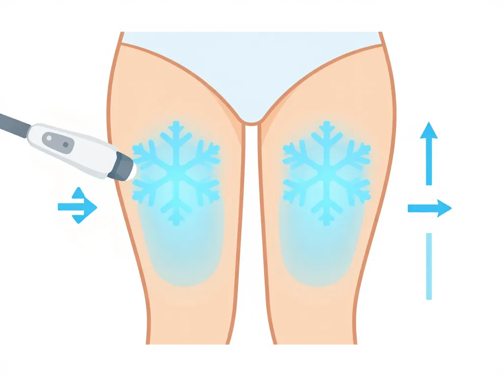 diagramme cryolipolyse cuisse processus et réduction