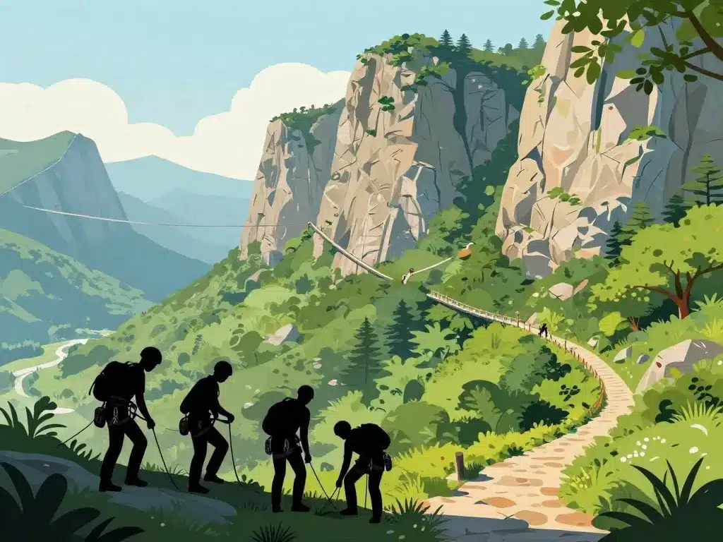 via ferrata mazamet préparation aventure illustration