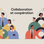 Différence collaboration et coopération visuel professionnel équipe