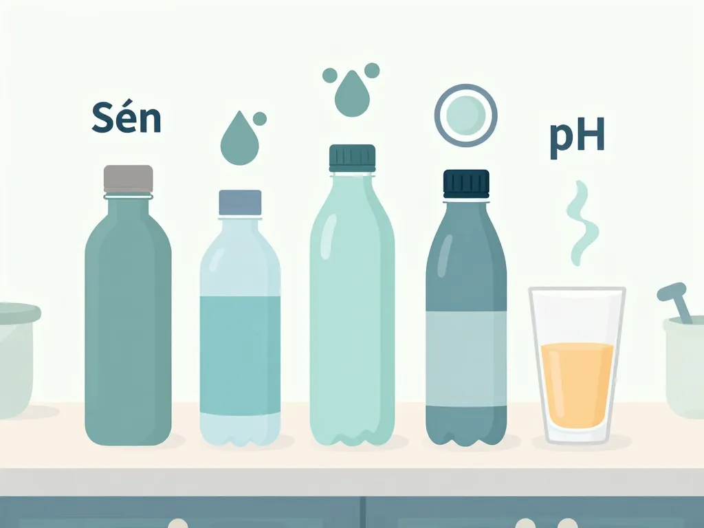 illustration choix eau alcaline et hypertension, bouteilles et minéraux