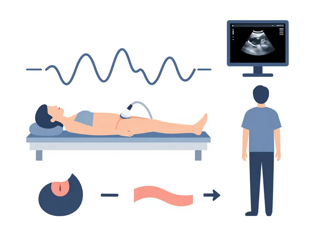 diagramme déroulement échographie inguinale étapes examen patient