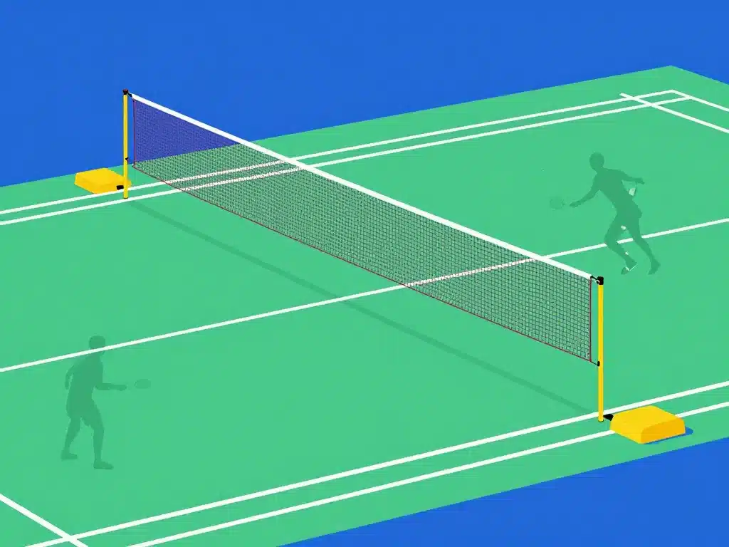 diagramme hauteur filet badminton poteaux centre
