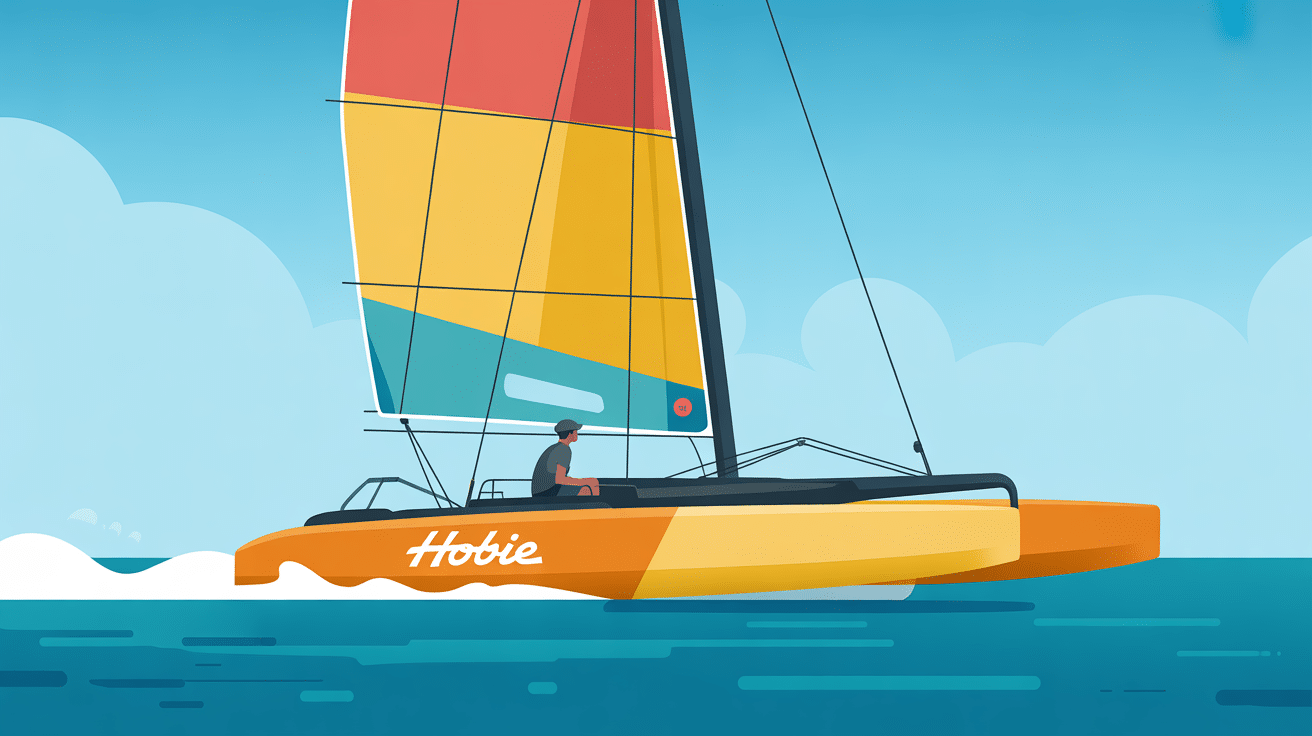 hobie catamaran 16 sur l'eau, illustration moderne sportive