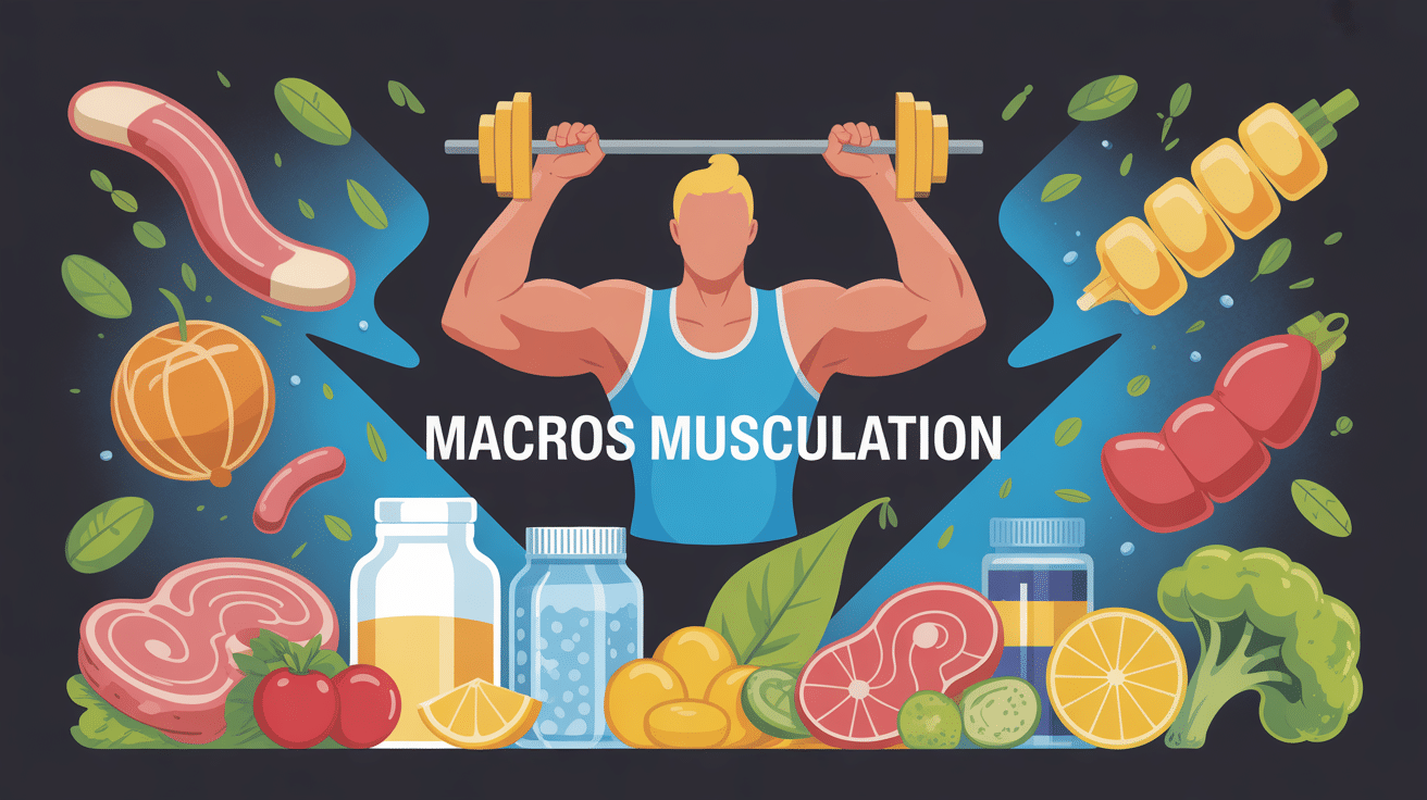 illustration macros musculation autour athlète