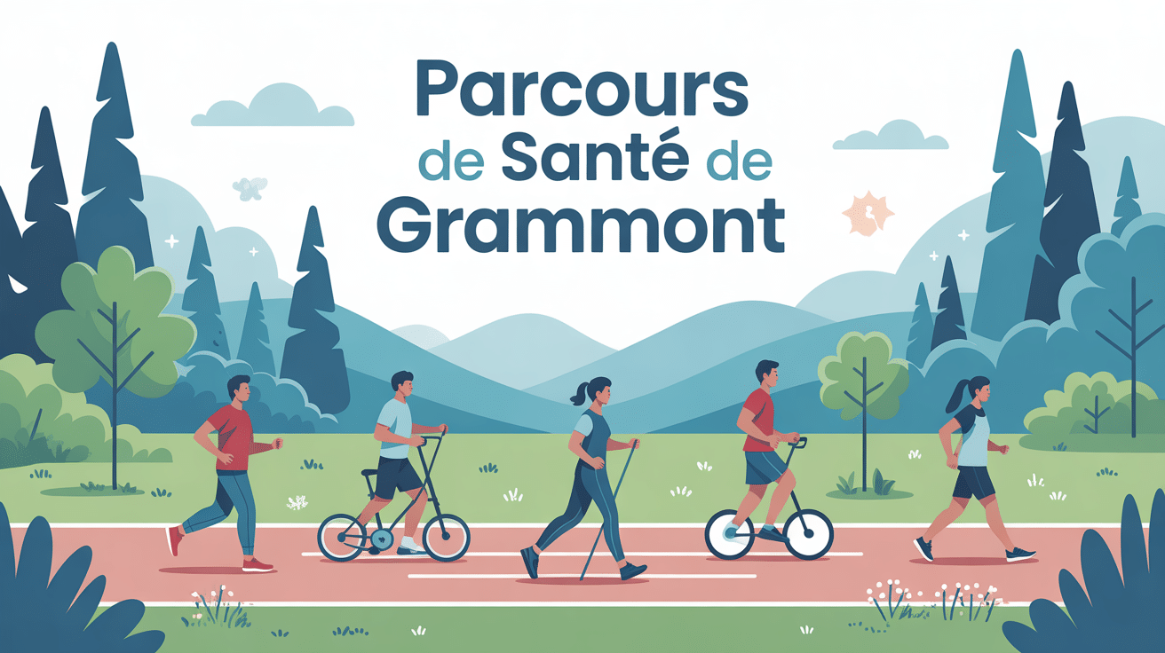 illustration parcours de santé de Grammont personnes sport plein air