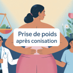 image douce prise de poids apres conisation femme et médecin