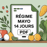 Illustration PDF regime Mayo menu 14 jours avec aliments autorisés