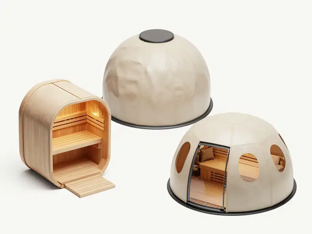 scène produits sauna dome pliable fixe intérieur
