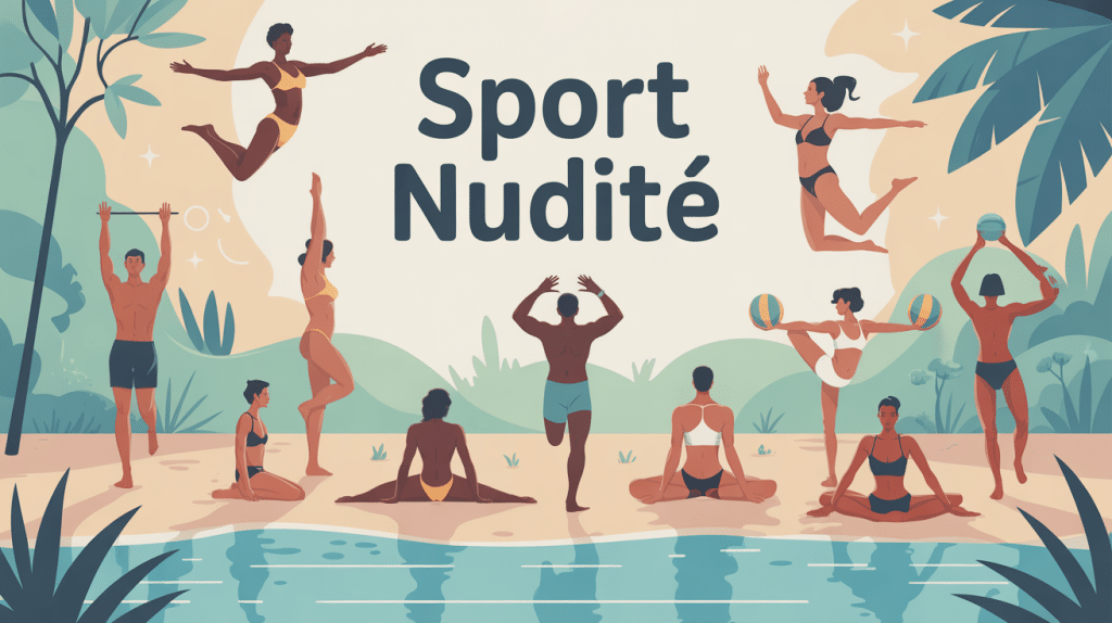 illustration sport nudité corps variés activités yoga natation