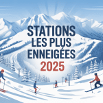 Station les plus enneigées 2024 illustration montagne skieurs