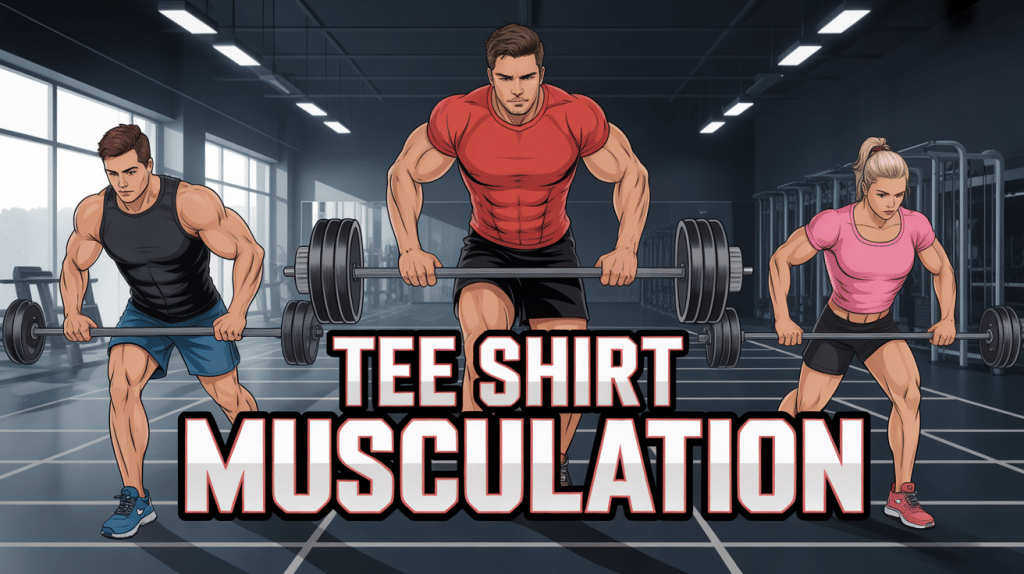 illustration tee shirt pour musculation sportif en salle