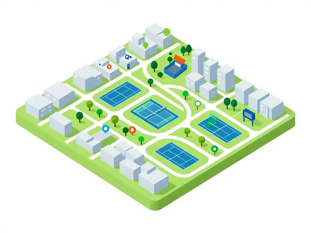 carte 3d avec terrains de tennis libre accès autour de moi