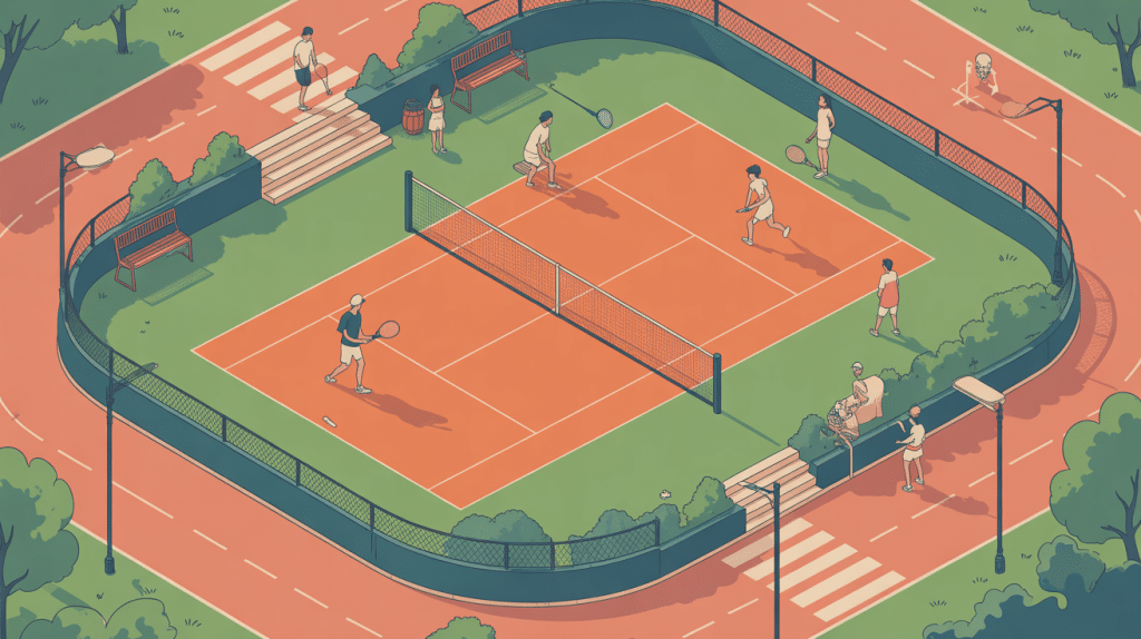 vue aérienne d’un terrain de tennis libre accès autour de moi ambiance conviviale