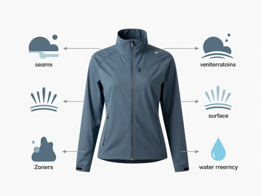 veste pluie femme running détails membrane coutures et respirabilité