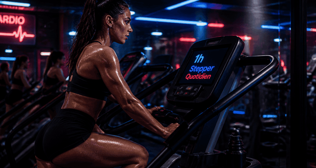 1h de stepper par jour resultats femme sportive salle de sport