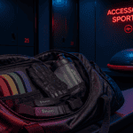 Accessoires de sport dans vestiaire moderne