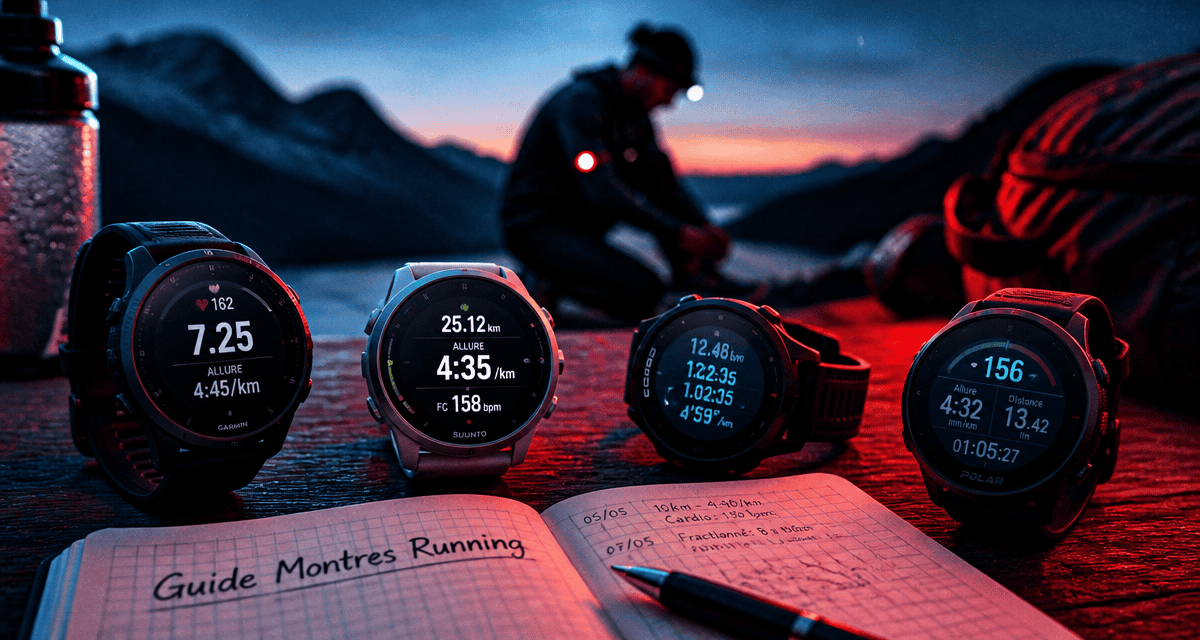 comparatif montre running sur table avec coureur