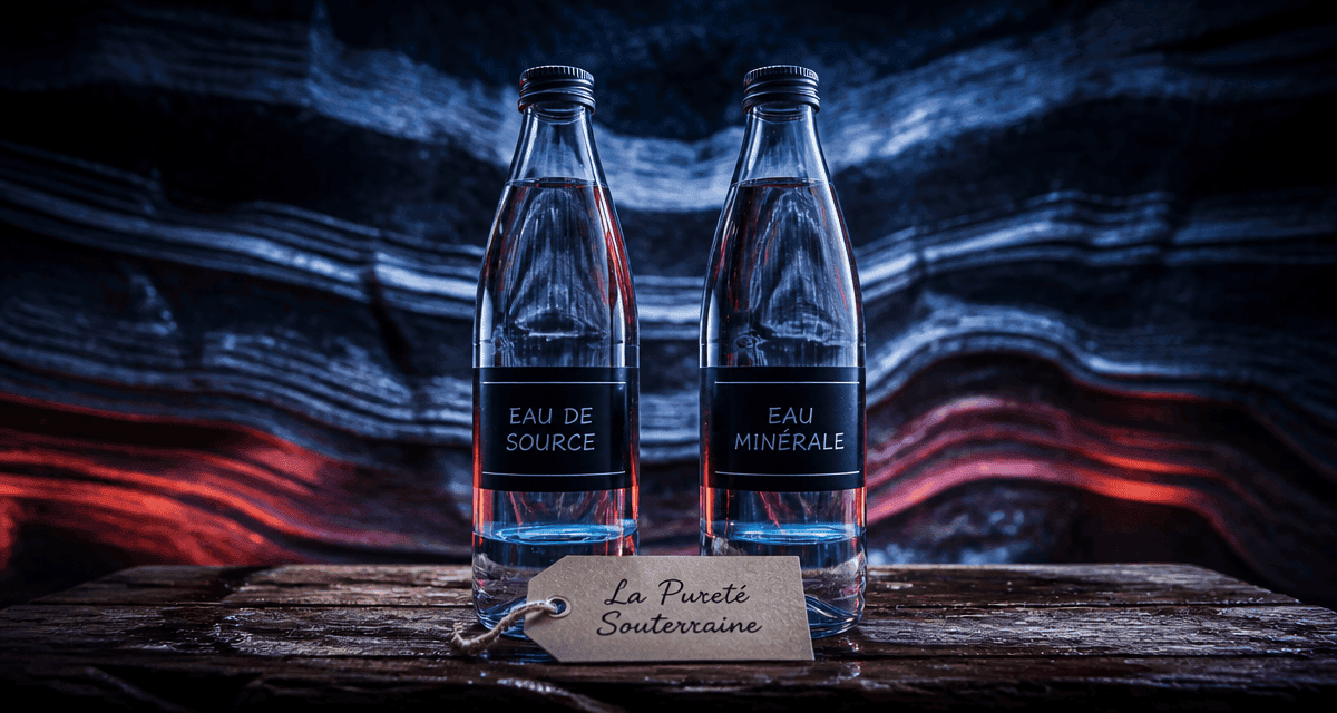 eau minerale ou eau de source deux bouteilles sur table