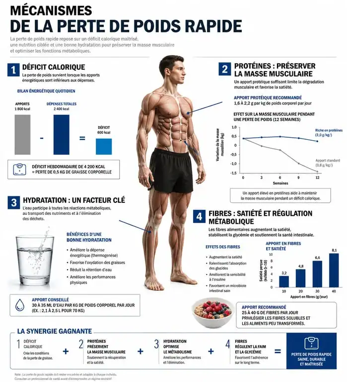 Infographie sur les mécanismes du régime rapide et efficace pour la perte de poids