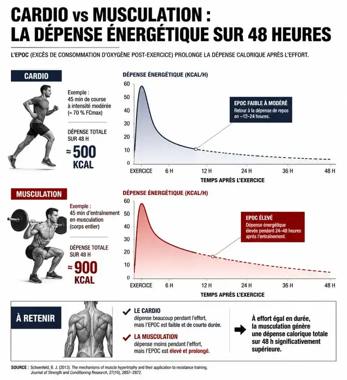 Infographie sur l'effet EPOC et la perte de poids par la musculation