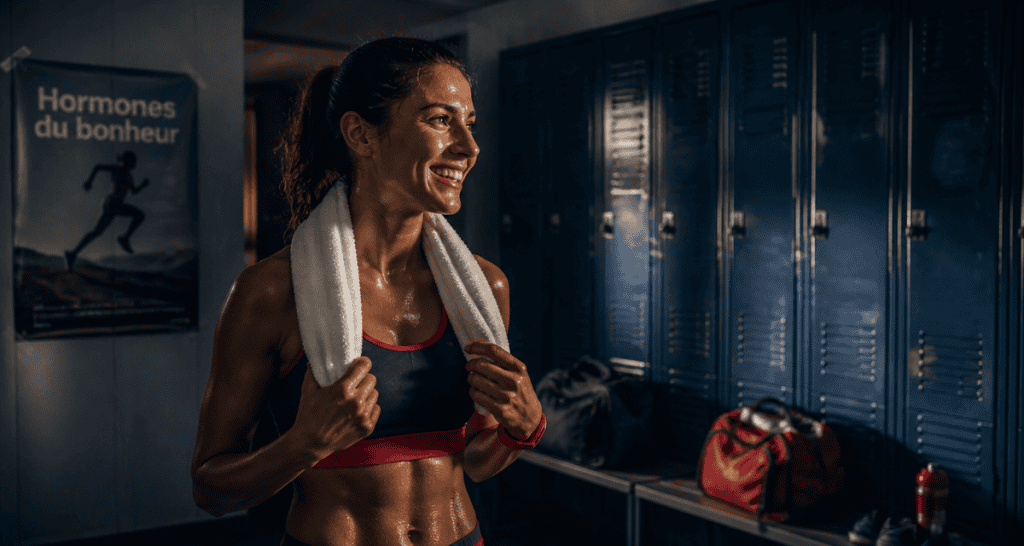 athlète sourire hormone du bonheur sport vestiaire