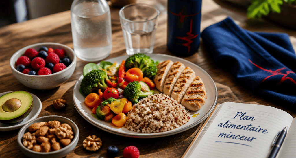 plan alimentaire pour perte de poids assiette légumes quinoa eau