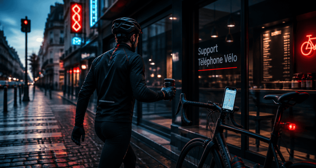 porte tel velo sur guidon cycliste urbain