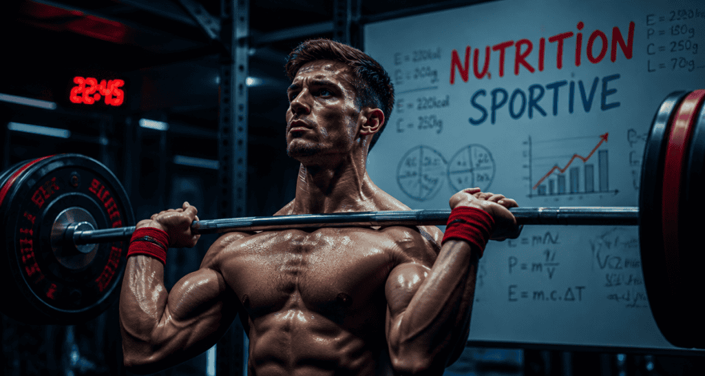 Athlète prise de masse musculaire soulève barre olympique