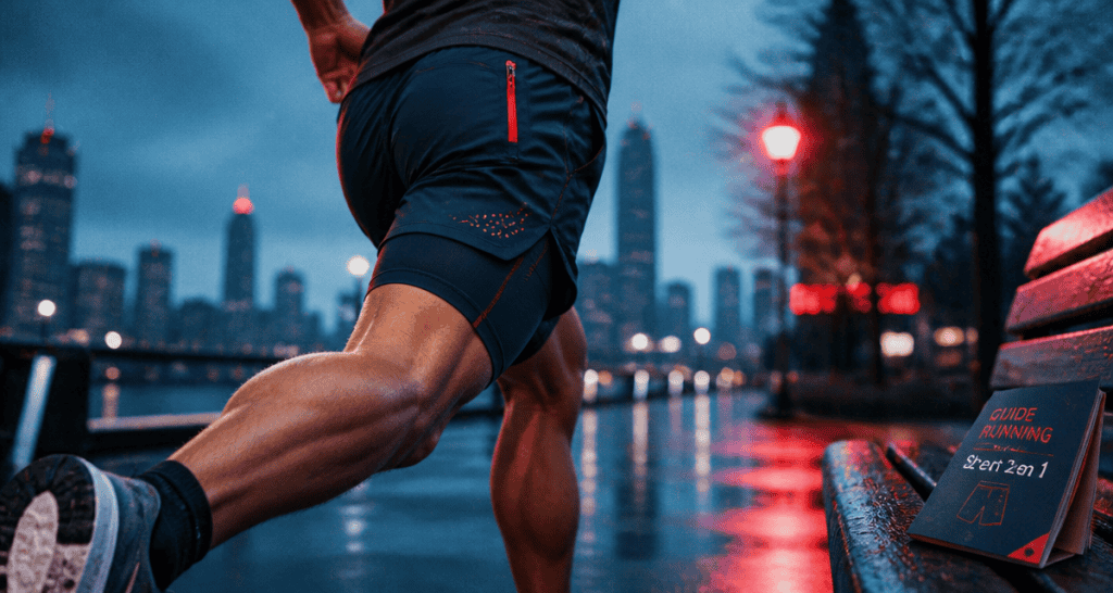short 2 en 1 homme bleu nuit course