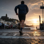 10 km de la chaume 2025 : coureur au départ au bord de mer
