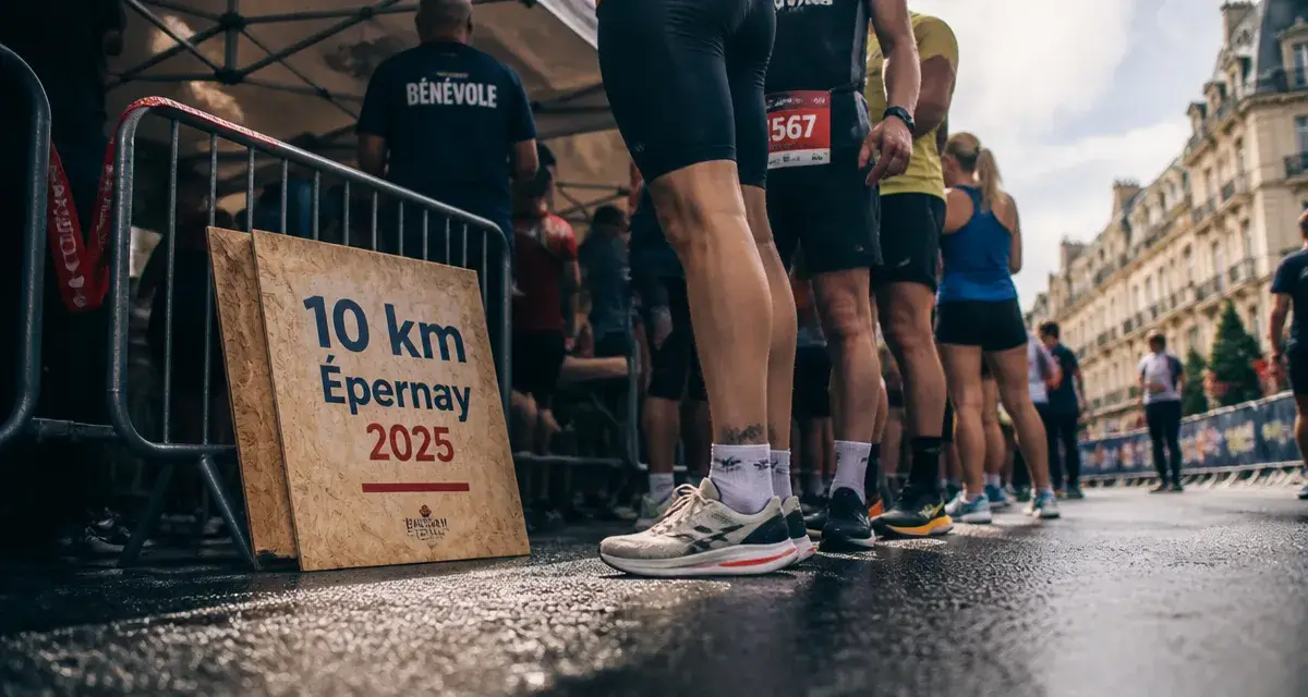 Départ 10 km epernay 2025 à Épernay, coureurs et bénévoles