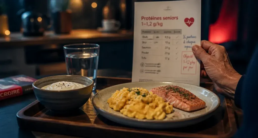Aliments riches en proteines pour personnes âgees : 25 g par repas