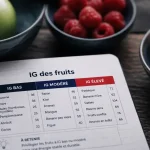 Indice glycemique des fruits tableau : pomme, framboises, pamplemousse