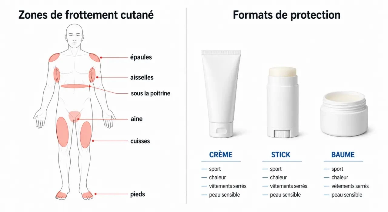 Crème anti frottement : zones d’application et formats utiles pour limiter les irritations