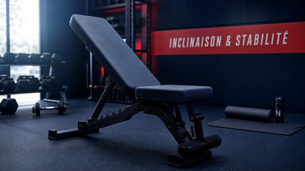 Panneau incline sur banc : 6 positions et stabilité