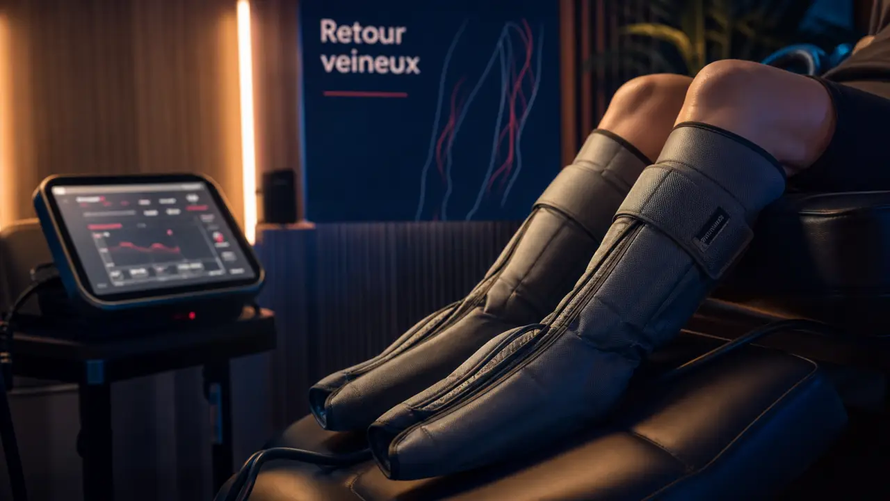 Pressothérapie bienfaits : bottes de pressothérapie pour jambes lourdes et récupération