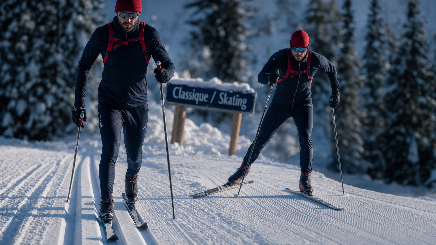 Skating et ski de fond : classique et skating sur piste enneigée