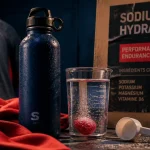 electrolytes sodium sport : gourde, pastille et eau pour l’hydratation