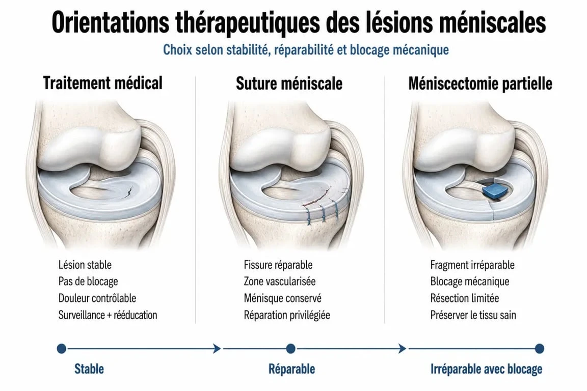 Fissure méniscale que faire : comparaison des options de traitement