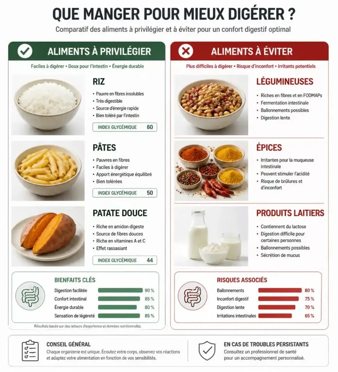 Guide visuel des aliments à privilégier et éviter avant un semi-marathon