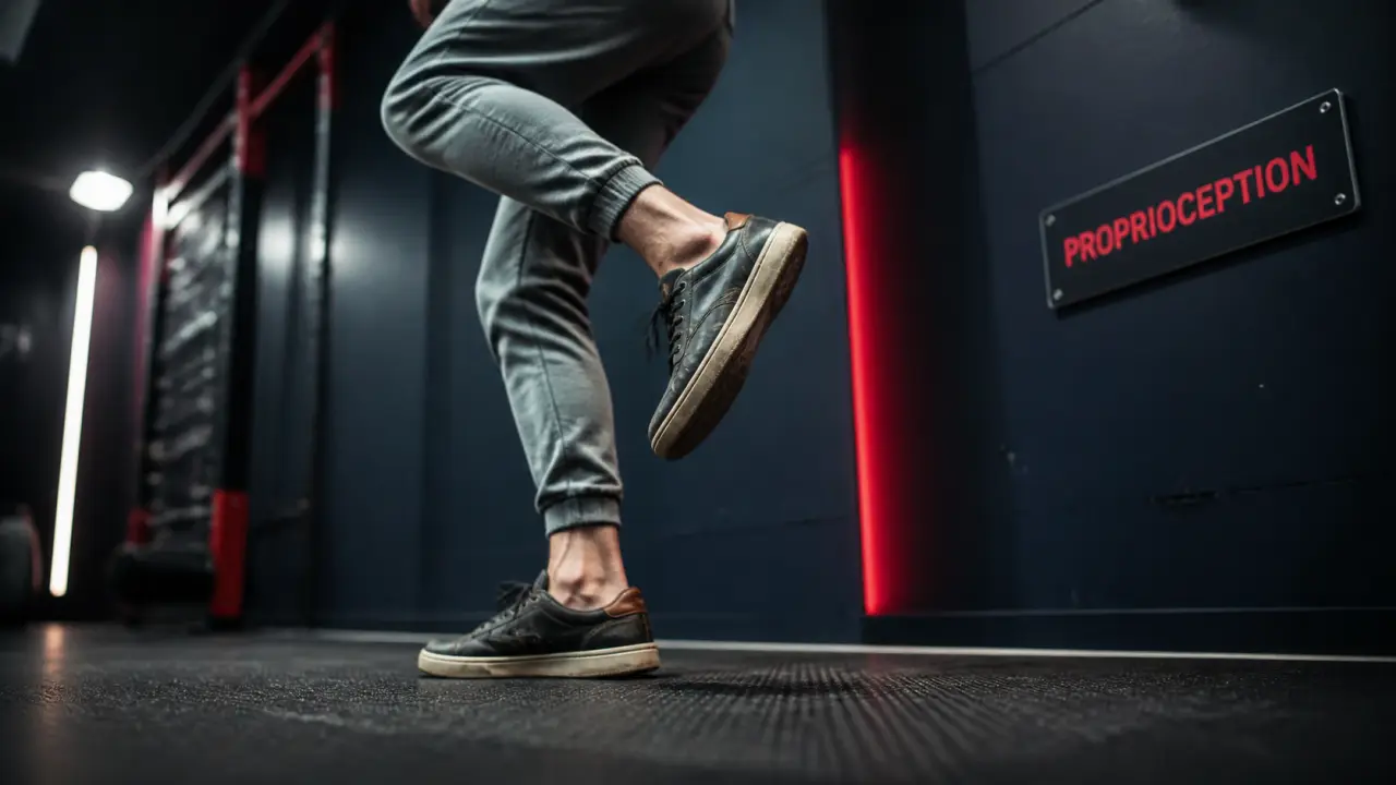 Travail proprioception : genou et cheville en appui unipodal