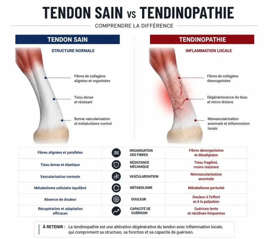 Différence entre tendon sain et tendinopathie du moyen fessier
