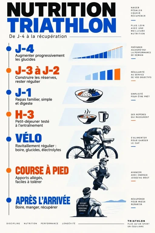 Nutrition triathlon : chronologie des apports avant, pendant et après la course