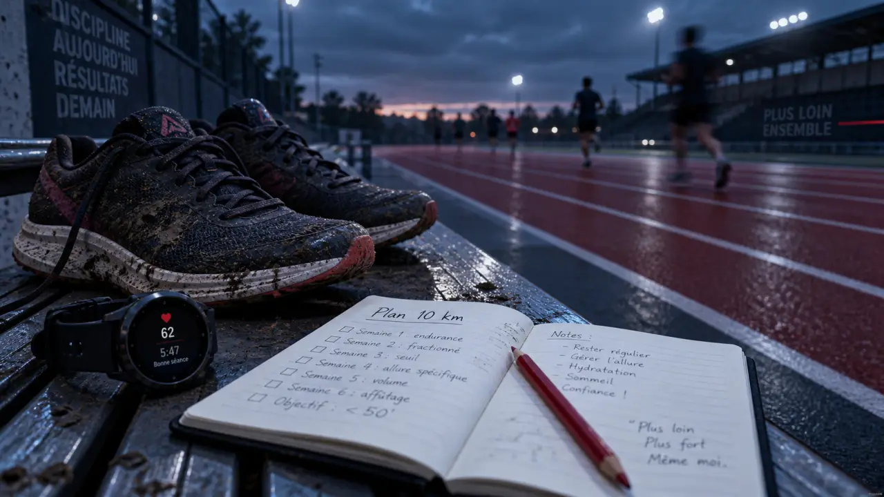 Entrainement au 10 km : plan sur carnet, chaussures et montre