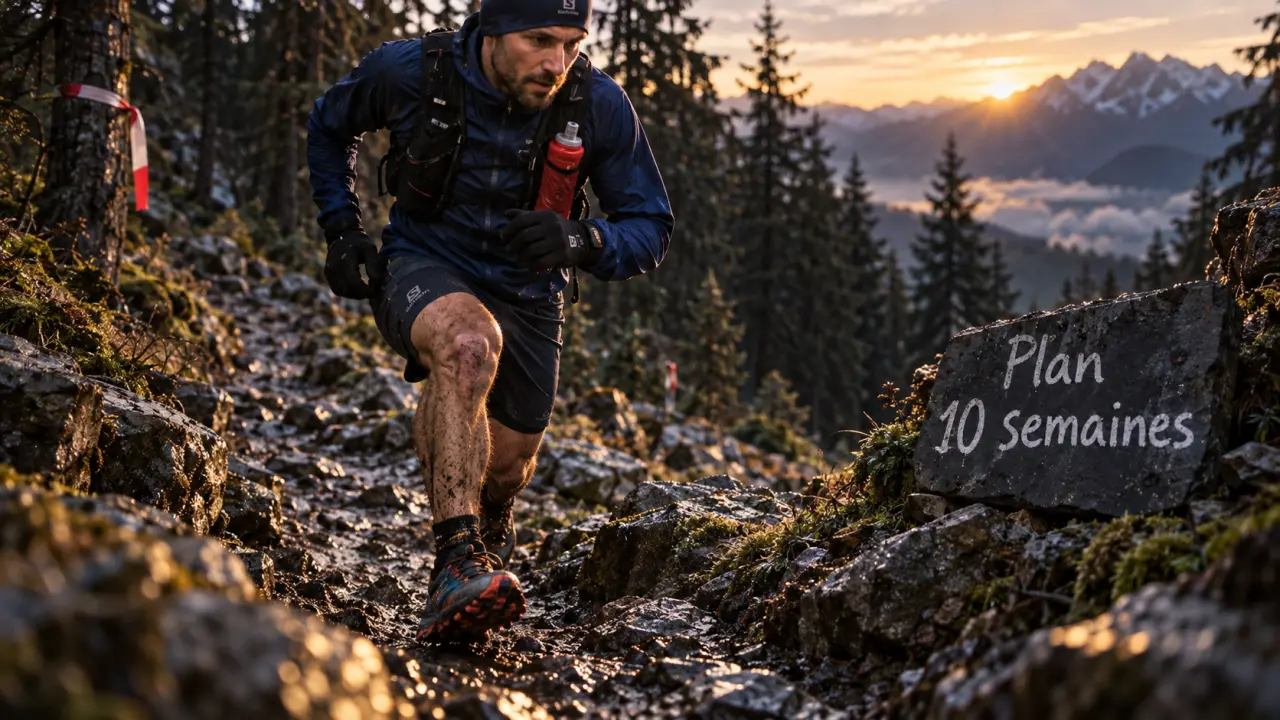 Programme trail 40 km : coureur sur sentier, 2 000 m+ en 10 semaines, départ matin