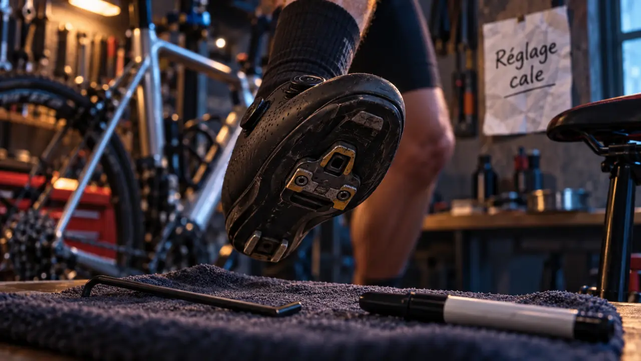 Réglage cale vélo pour douleur au genou, cale sur semelle