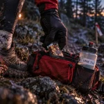 Entrainement trail : chaussures sur sentier, main pose glucides, dénivelé
